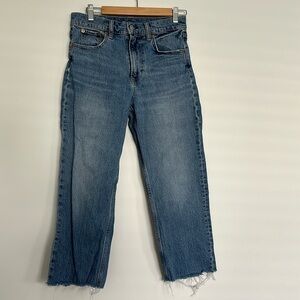High waisted straight leg jeans